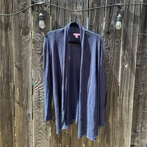 Lilly Pulitzer Navy Blue 100% Cotton Long Cardigan Size Medium